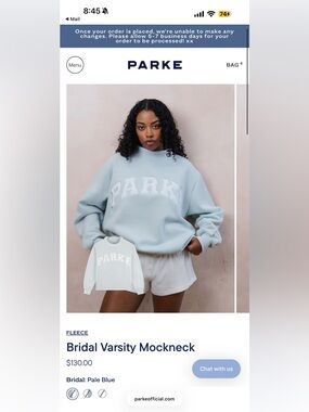 PARKE Bridal Varsity Mockneck - Pale Blue + White